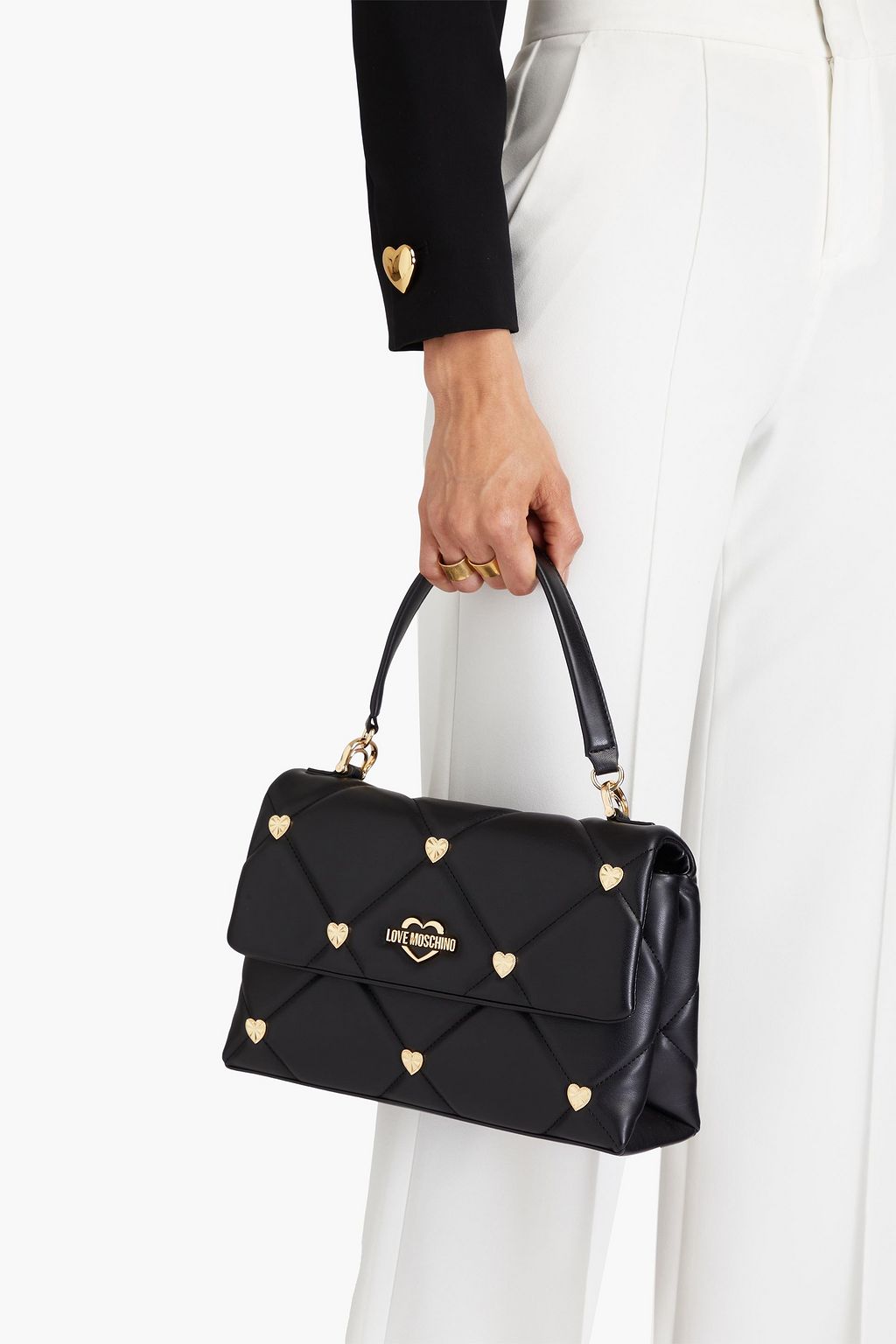 LOVE MOSCHINO Embellished quilted faux leather tote