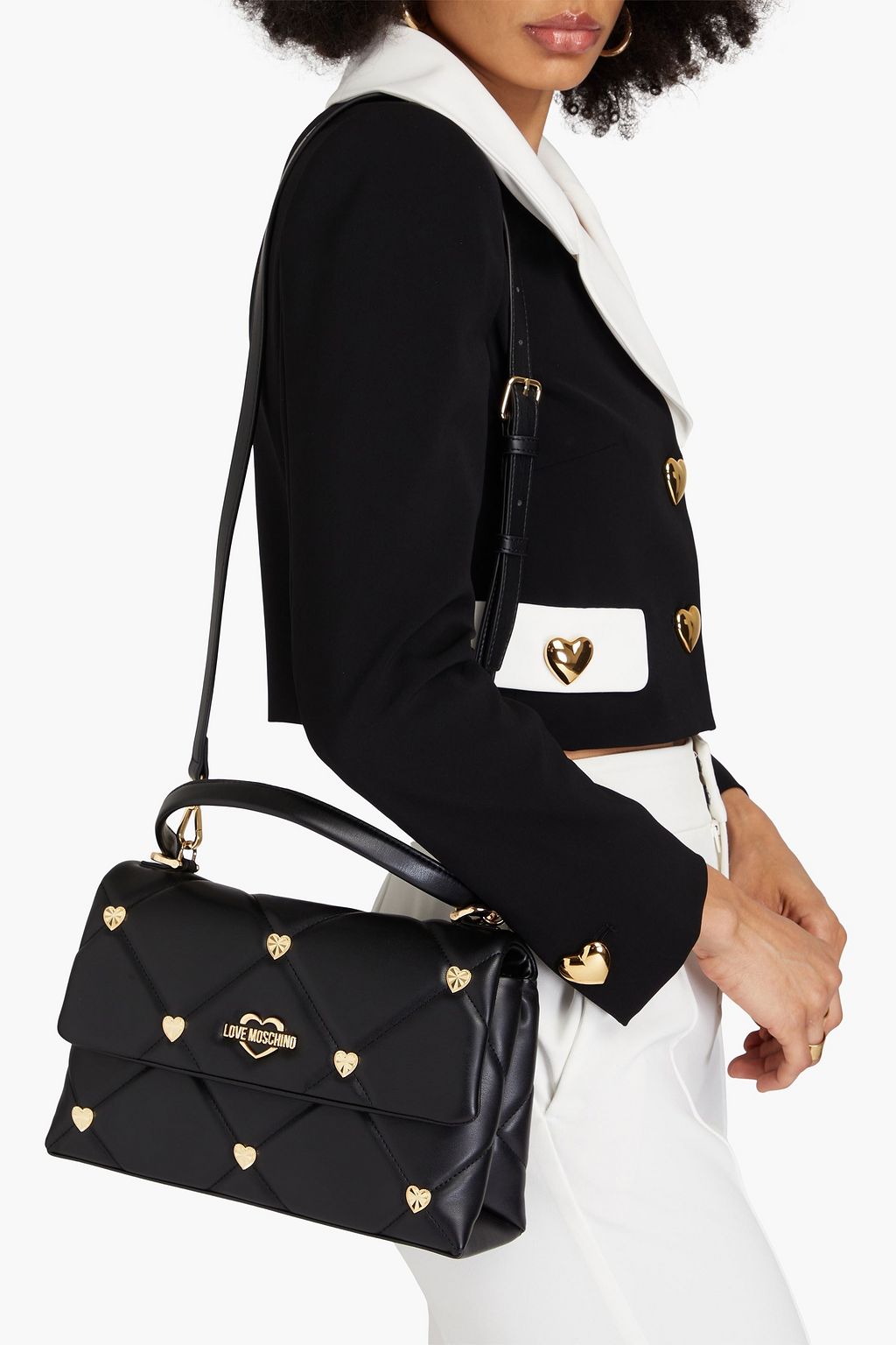LOVE MOSCHINO Embellished quilted faux leather tote