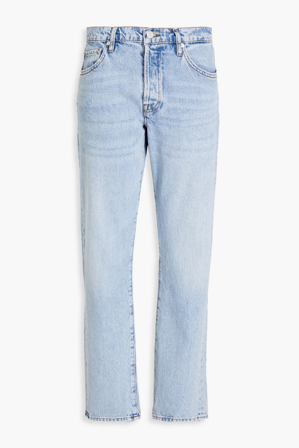 Frame Distressed High-rise Straight-leg Jeans In Blue