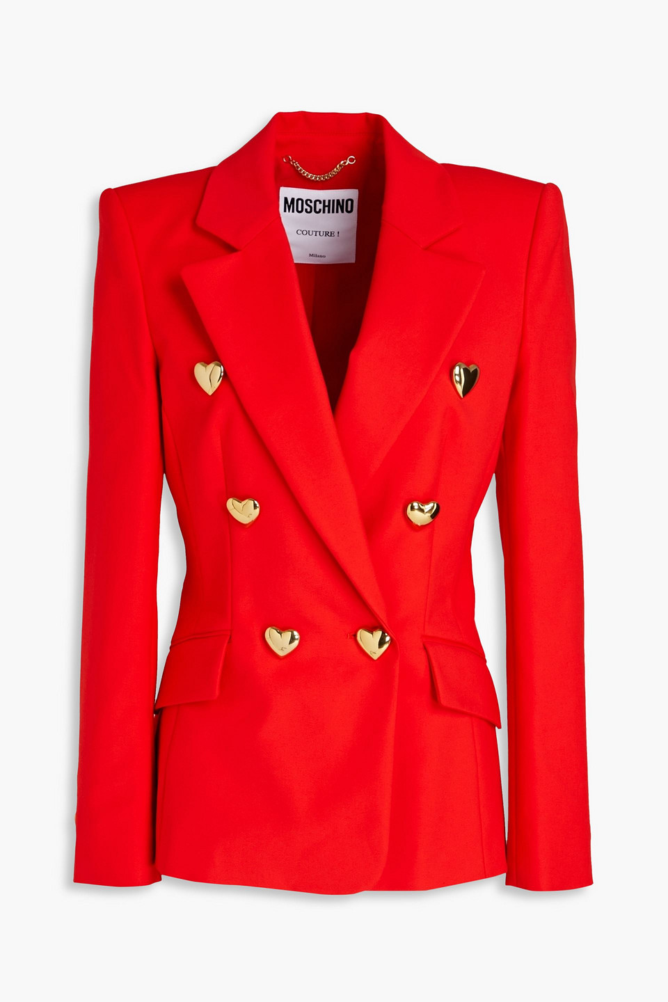 Shop Moschino Double-breasted Cotton-blend Blazer In Tomato Red