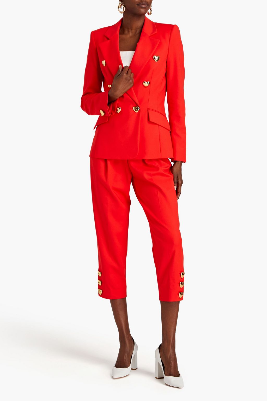 MOSCHINO Double-breasted cotton-blend blazer