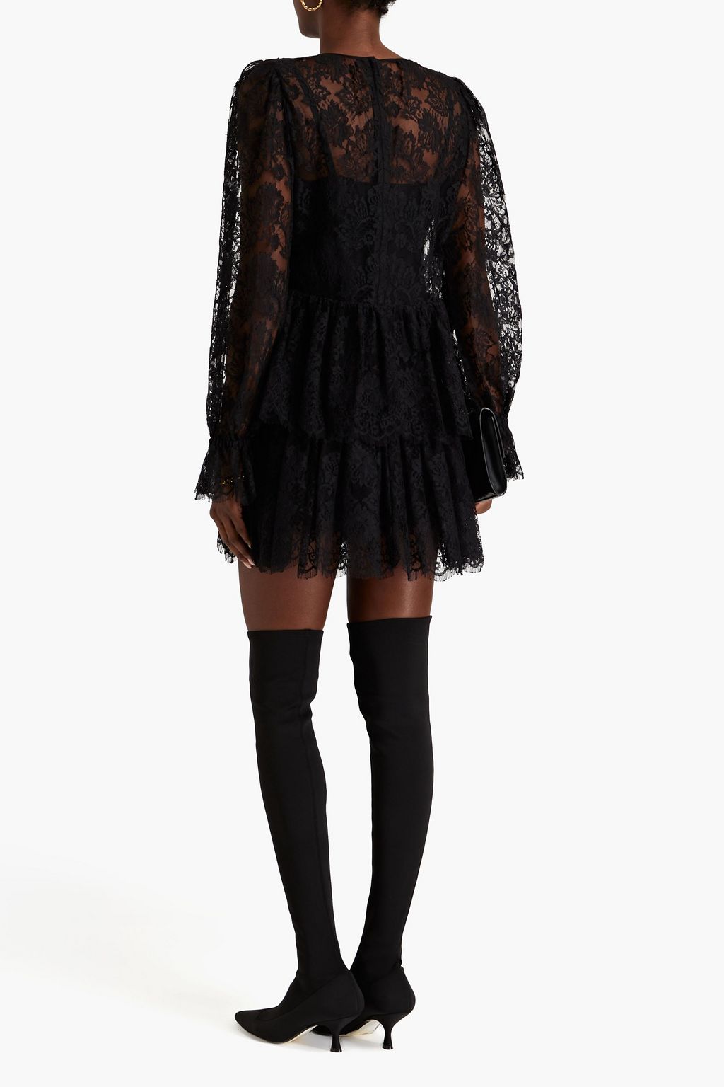 DOLCE&GABBANA Gestuftes Minikleid aus Spitze aus einer Baumwollmischung