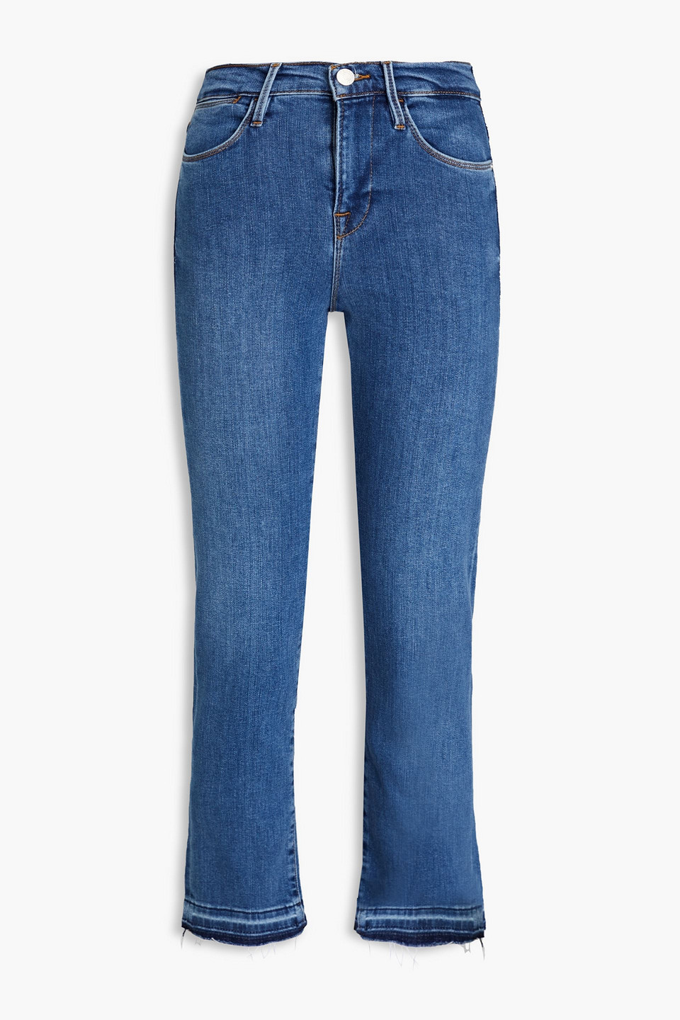 Frame Le High Cropped High-rise Straight-leg Jeans In Mid Denim