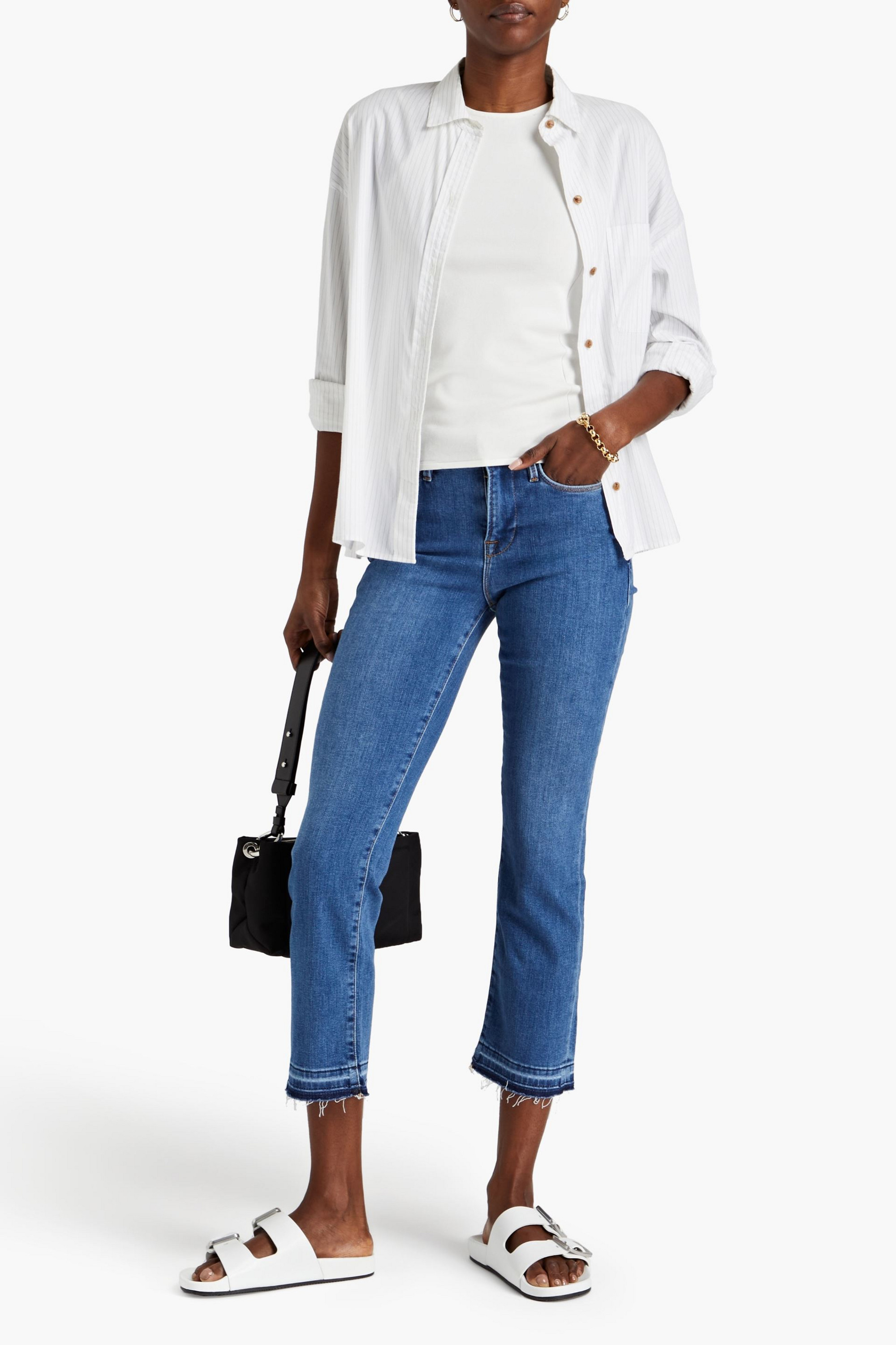FRAME Le High cropped high-rise straight-leg jeans
