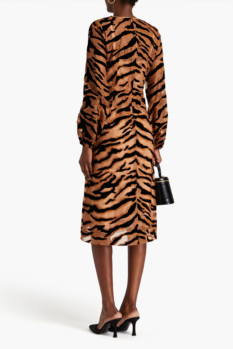 Shop Dolce & Gabbana Tiger-print Gauze Midi Dress In Animal Print