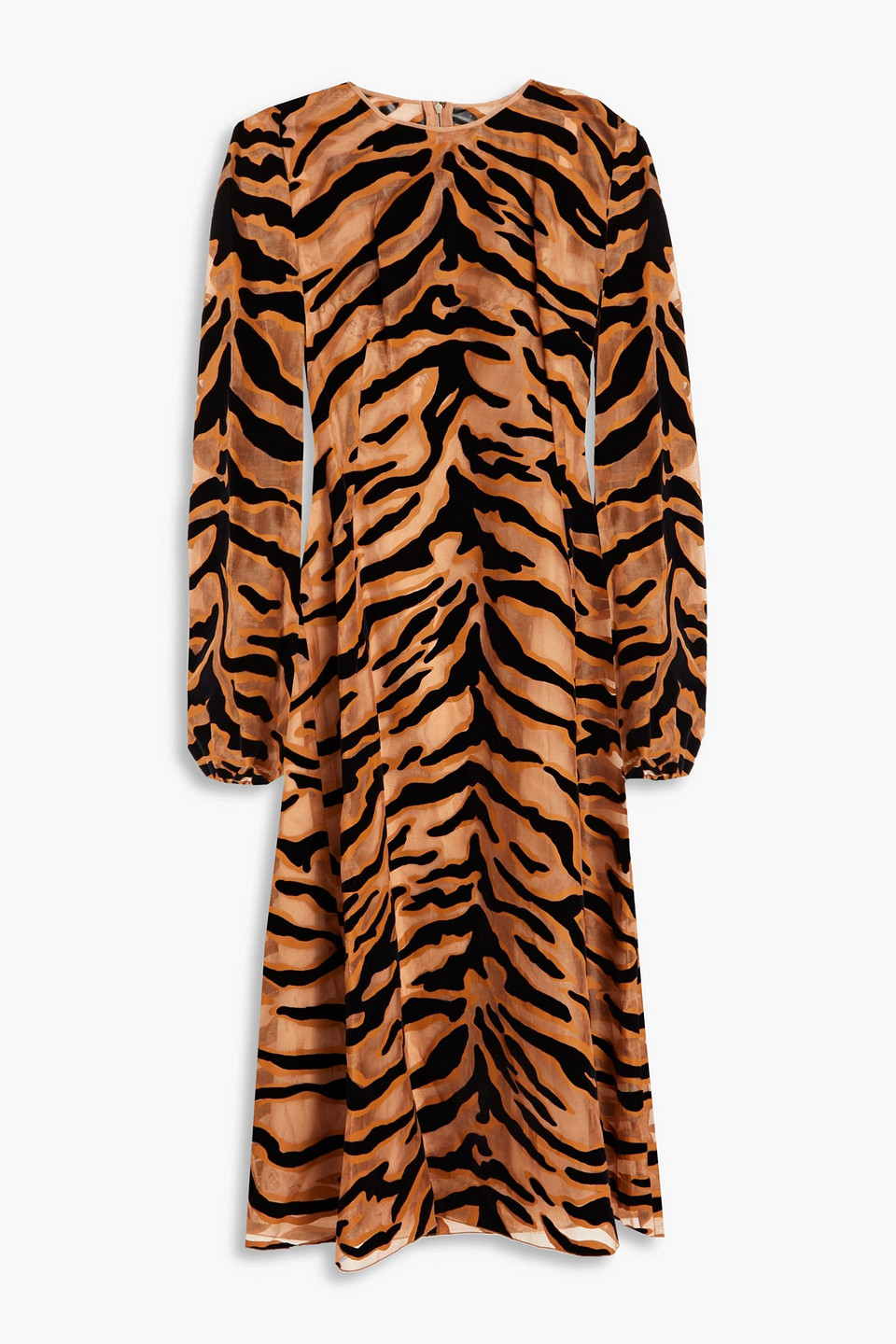 Dolce & Gabbana Tiger-print Gauze Midi Dress In Animal Print