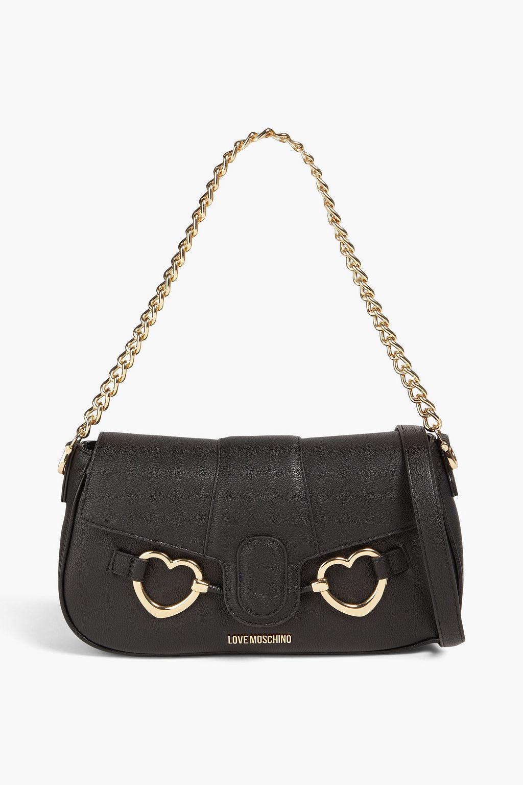 Embellished faux pebbled-leather shoulder bag