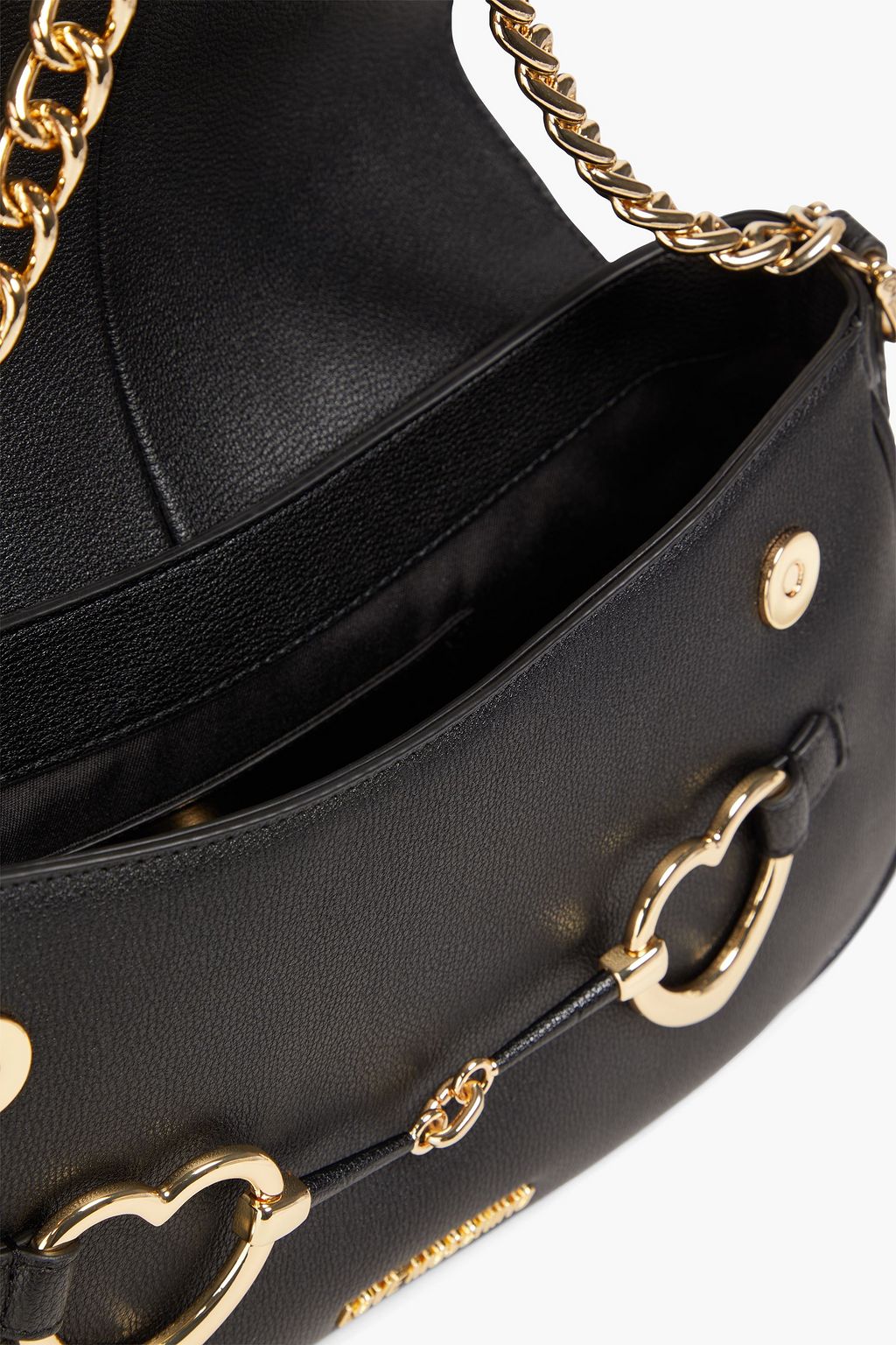 LOVE MOSCHINO حقيبة كتف مصنوعة من الجلد الصناعي المحبب بتصميم مزركش