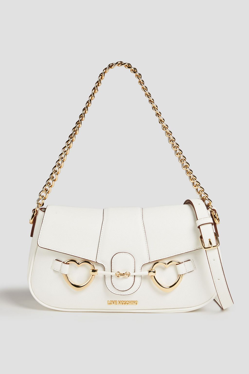 Embellished faux textured leather shoulder bag