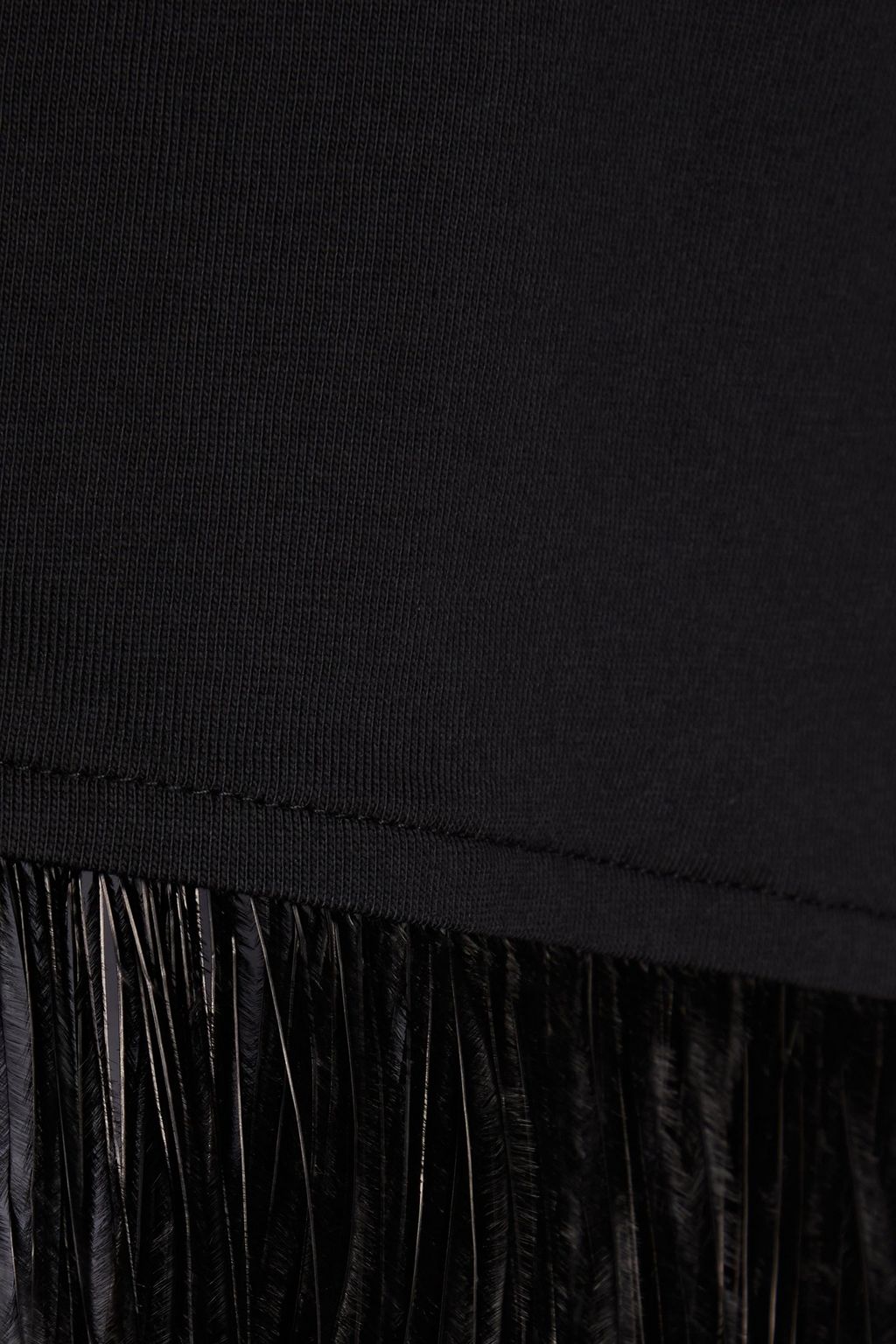 FRAME Cropped feather-embellished cotton-jersey T-shirt