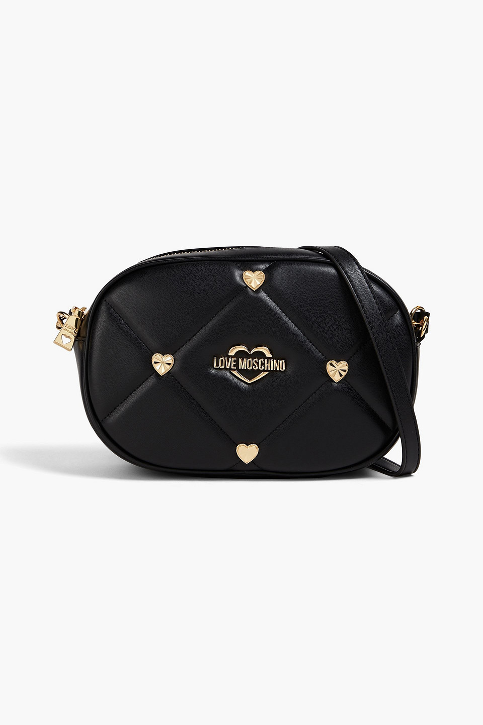 Love Moschino Embellished Quilted Faux Leather Shoulder Bag In Black