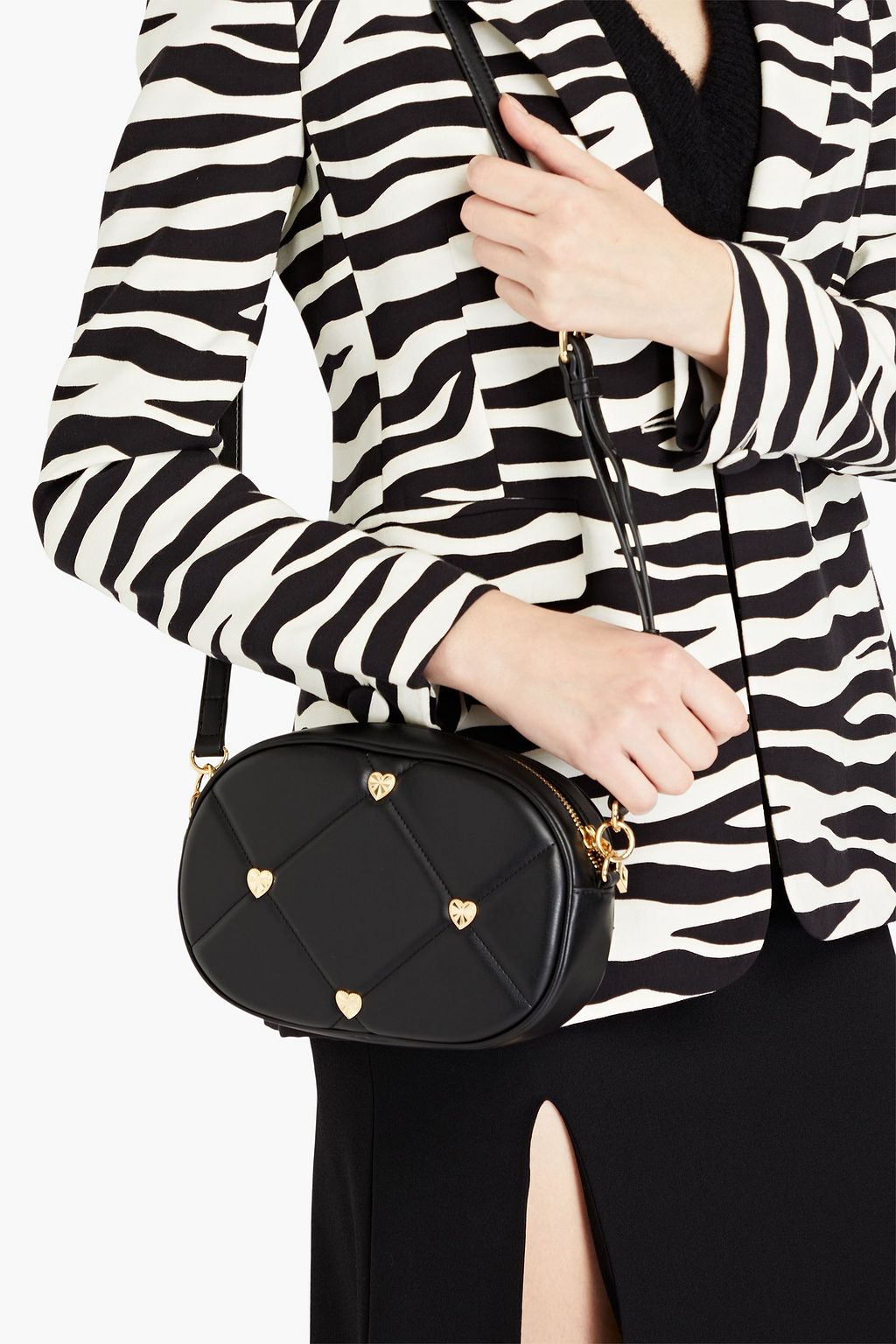 LOVE MOSCHINO Embellished quilted faux leather cross-body bag