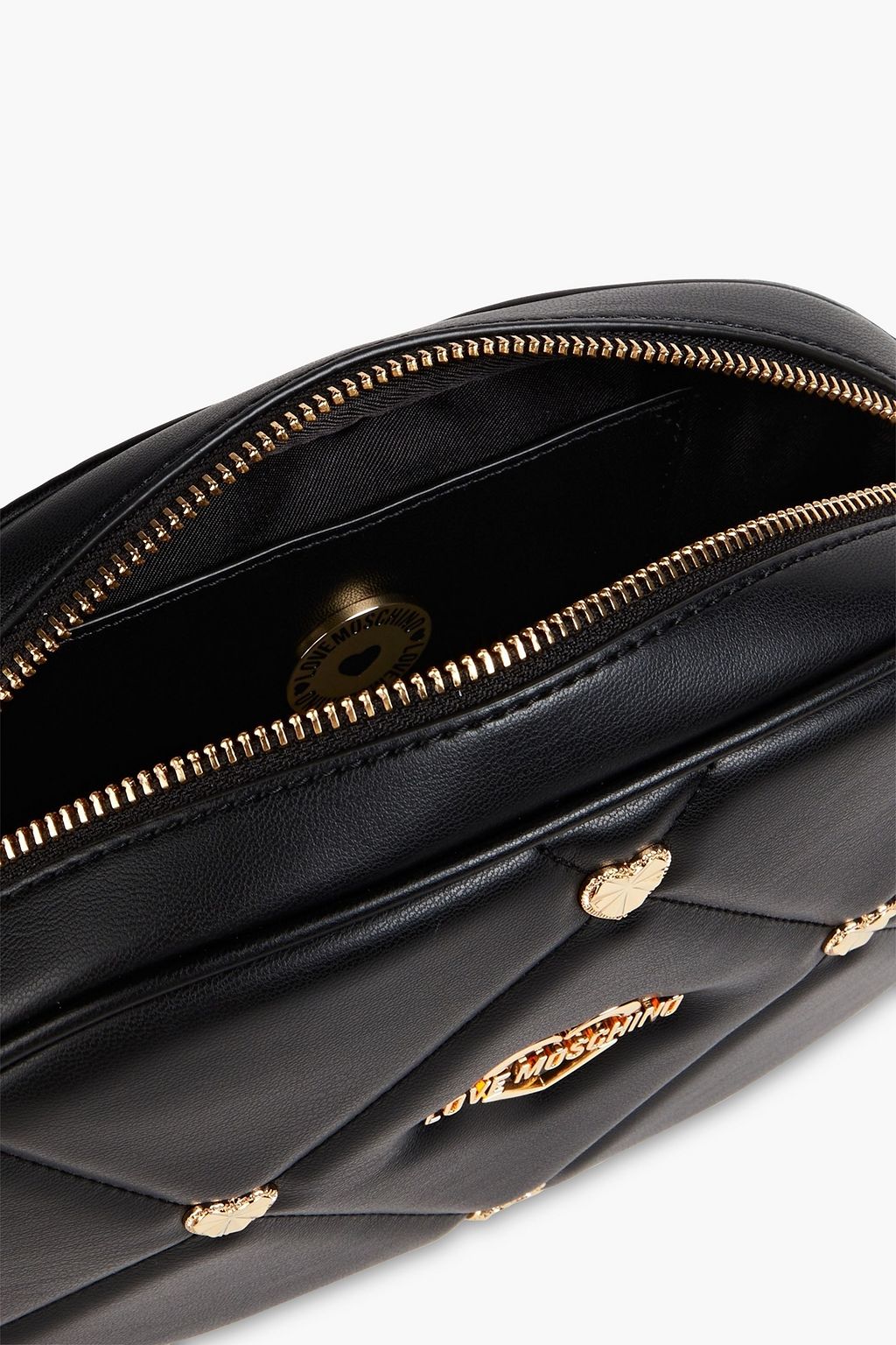 LOVE MOSCHINO Embellished quilted faux leather cross-body bag