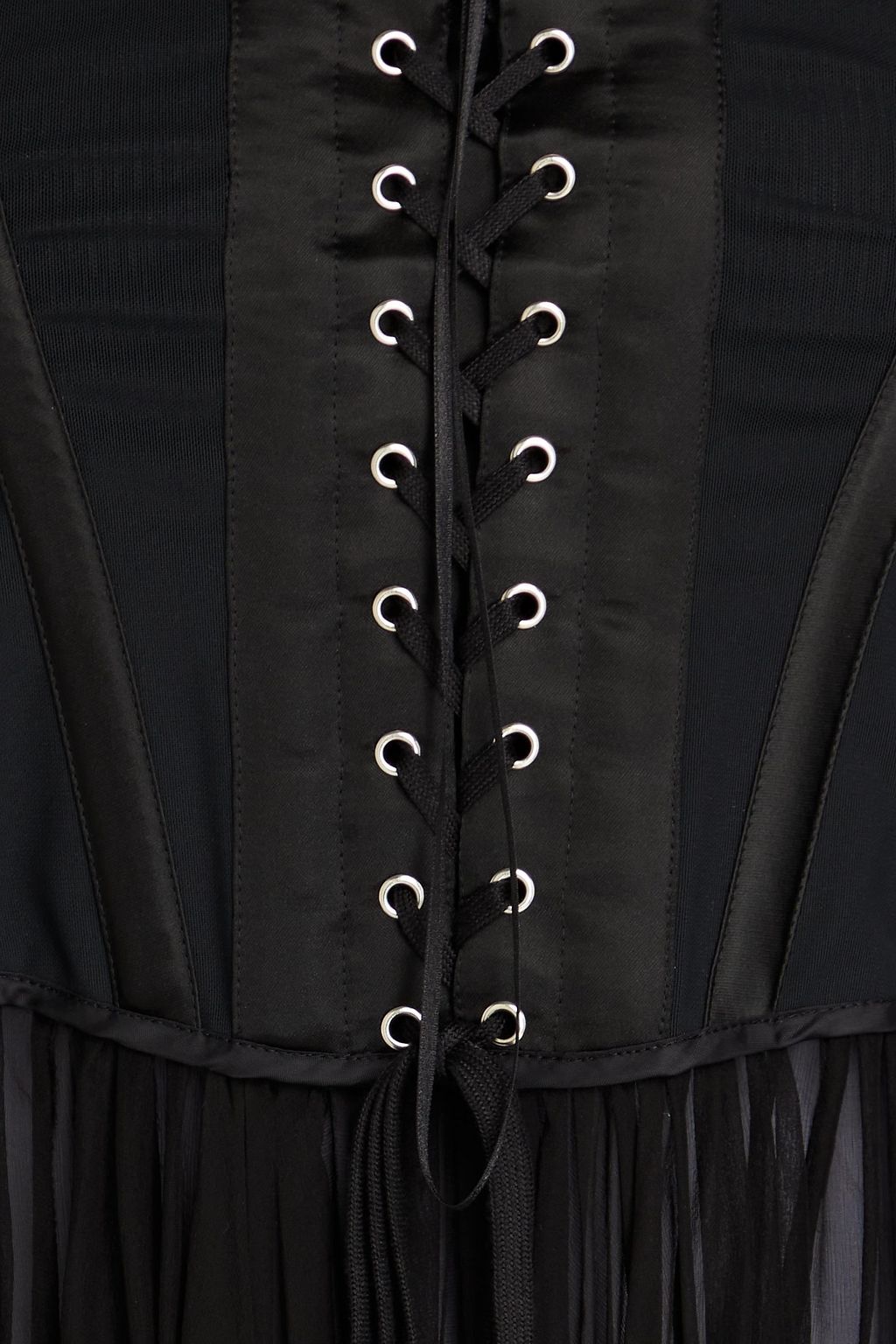 DOLCE&GABBANA Midikleid aus Chiffon und Satin aus einer Seidenmischung mit Schnürung
