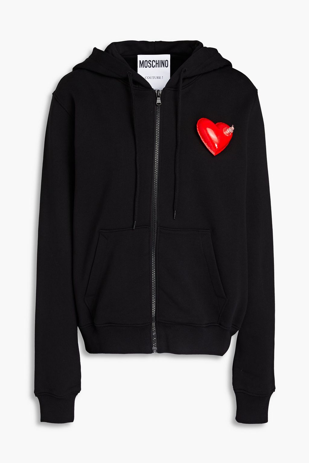 MOSCHINO Appliquéd French cotton-terry hoodie | THE OUTNET