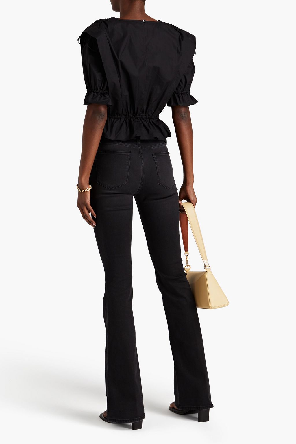 FRAME Gathered cotton-poplin top