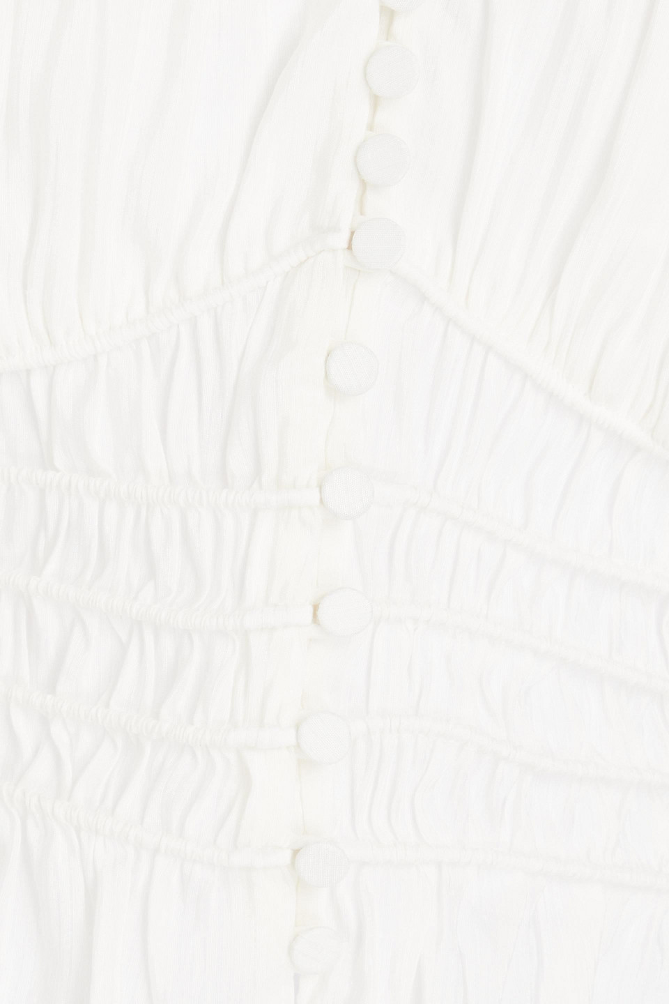 Frame Shirred Ramie And Silk-blend Top In White