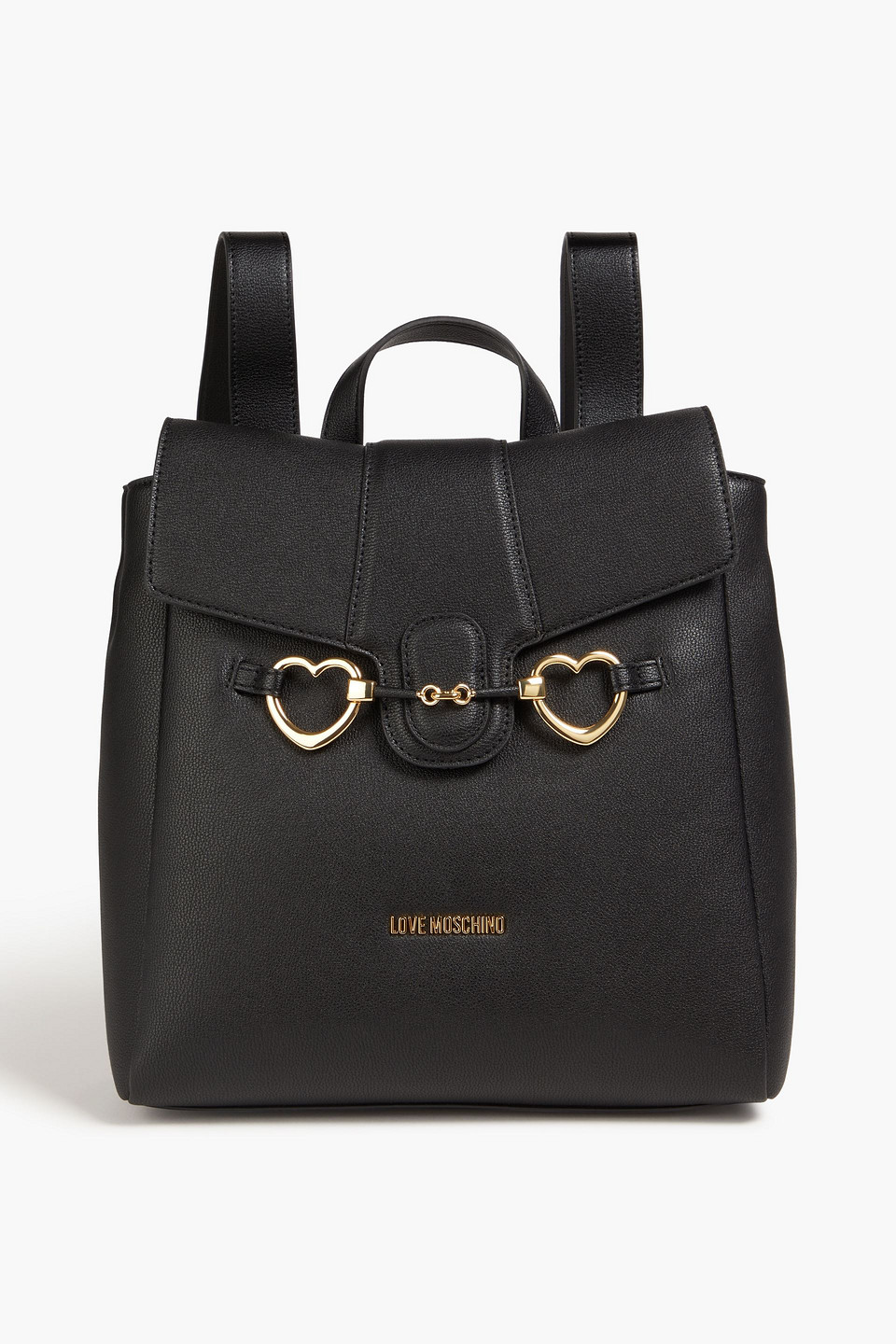 Love Moschino Embellished Faux Textured Leather Backpack In Black