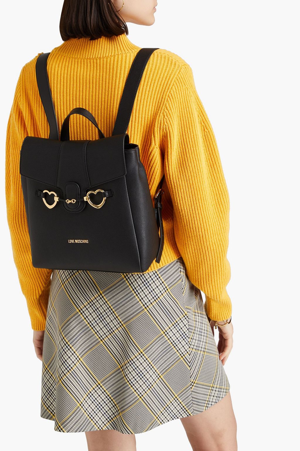 LOVE MOSCHINO Embellished faux textured leather backpack