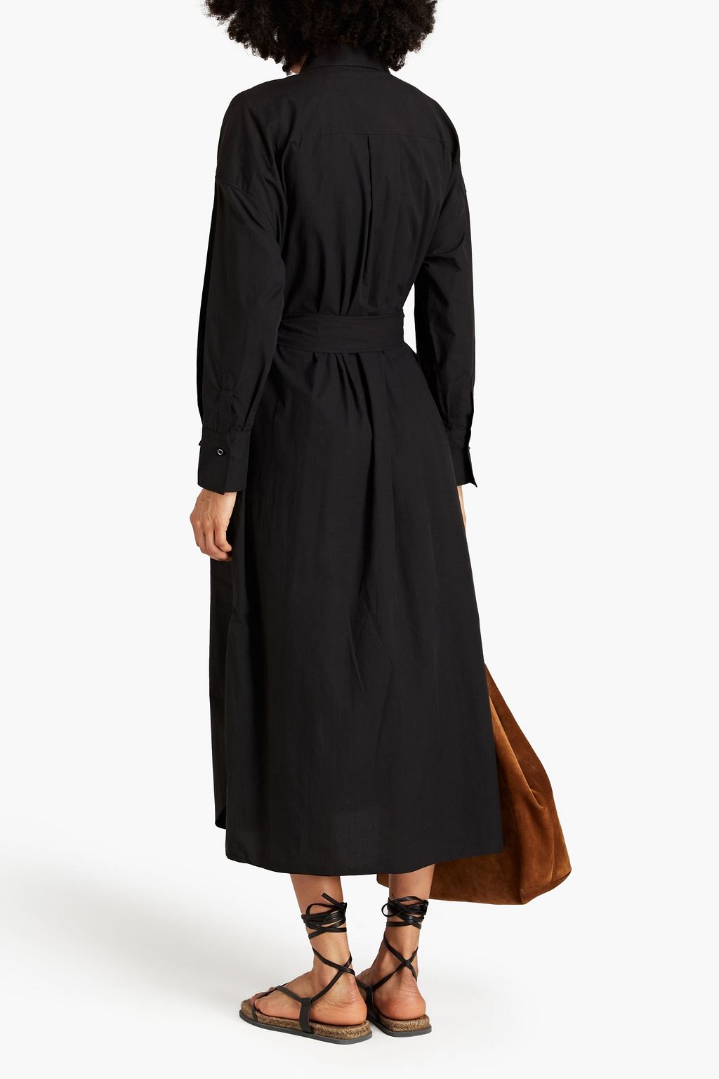 BRUNELLO CUCINELLI Bead-embellished cotton-poplin midi shirt dress