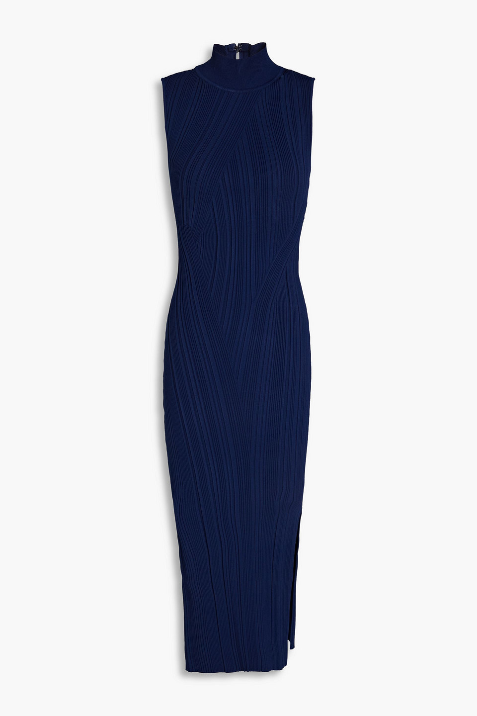 Herve Leger Midikleid Aus Rippstrick Mit Rollkragen In Navy