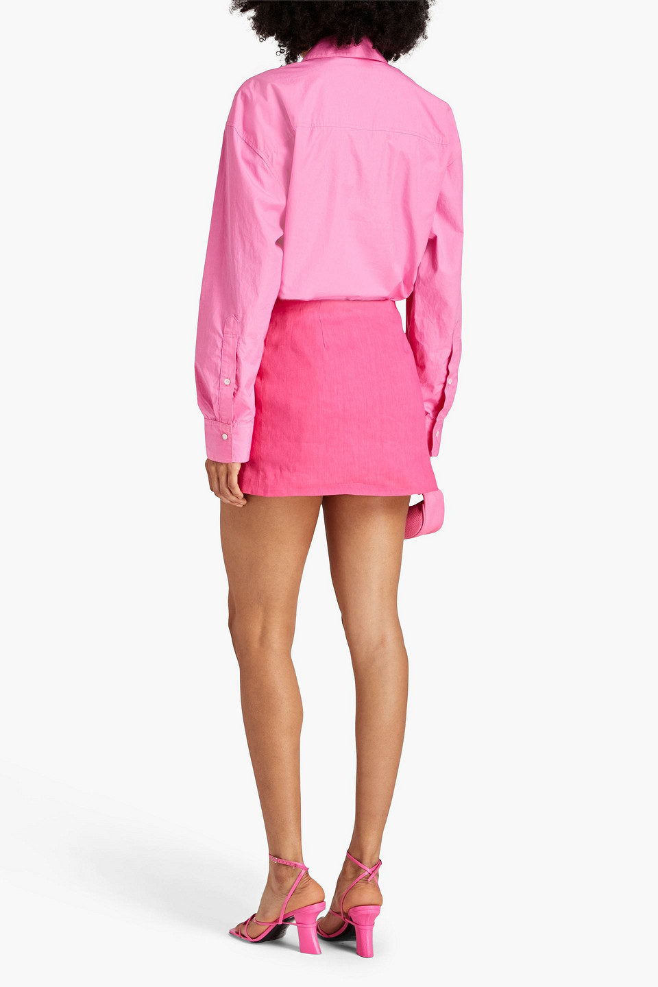 Shop Frame Linen-blend Mini Wrap Skirt In Fuchsia