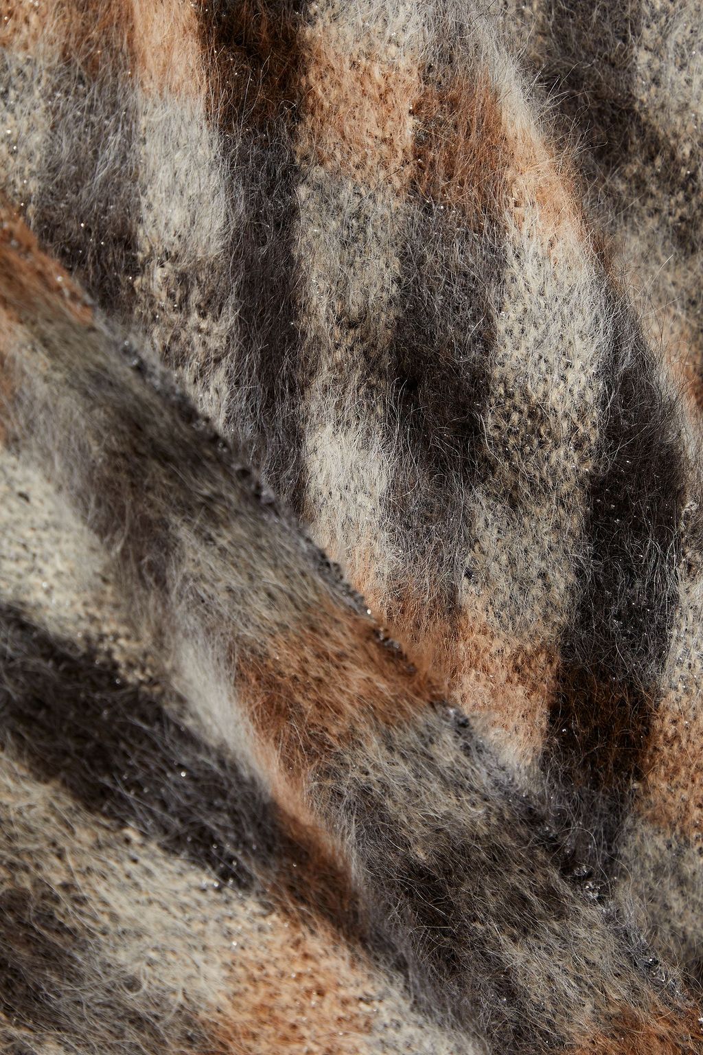 BRUNELLO CUCINELLI Brushed metallic checked alpaca-blend cape