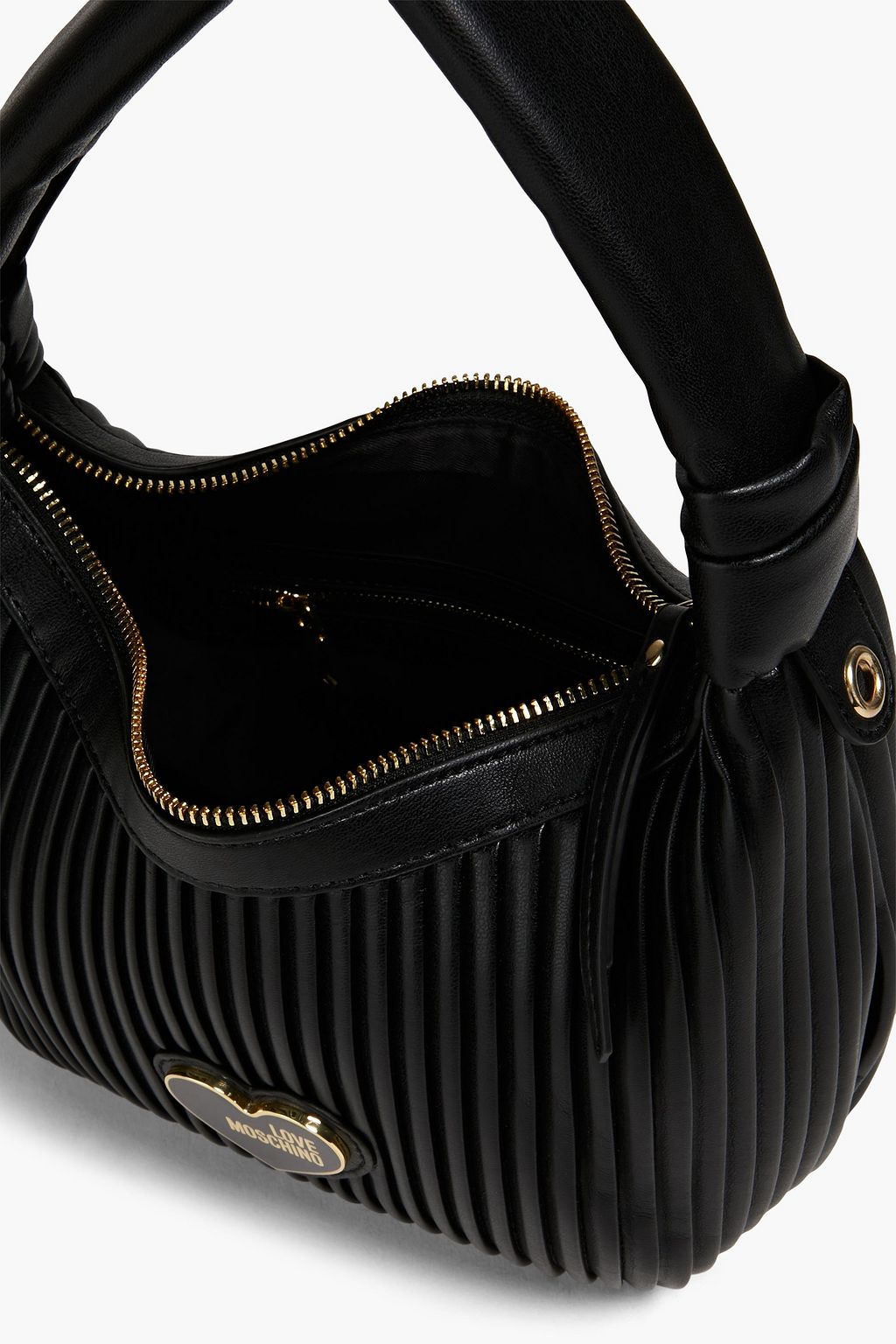 LOVE MOSCHINO Pleated faux texturedleather shoulder bag THE