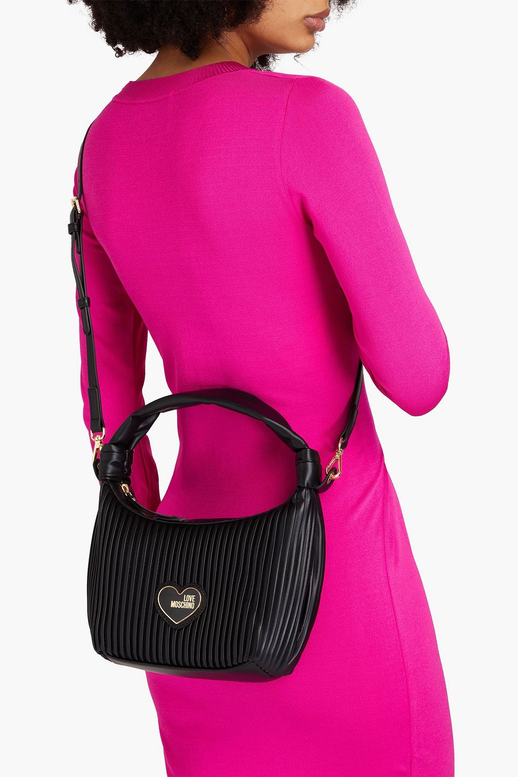 LOVE MOSCHINO Pleated faux texturedleather shoulder bag THE