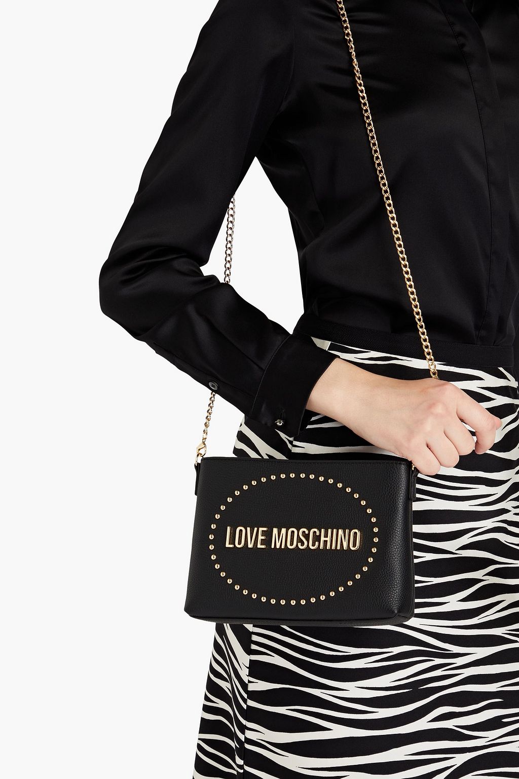 LOVE MOSCHINO Faux textured leather shoulder bag THE