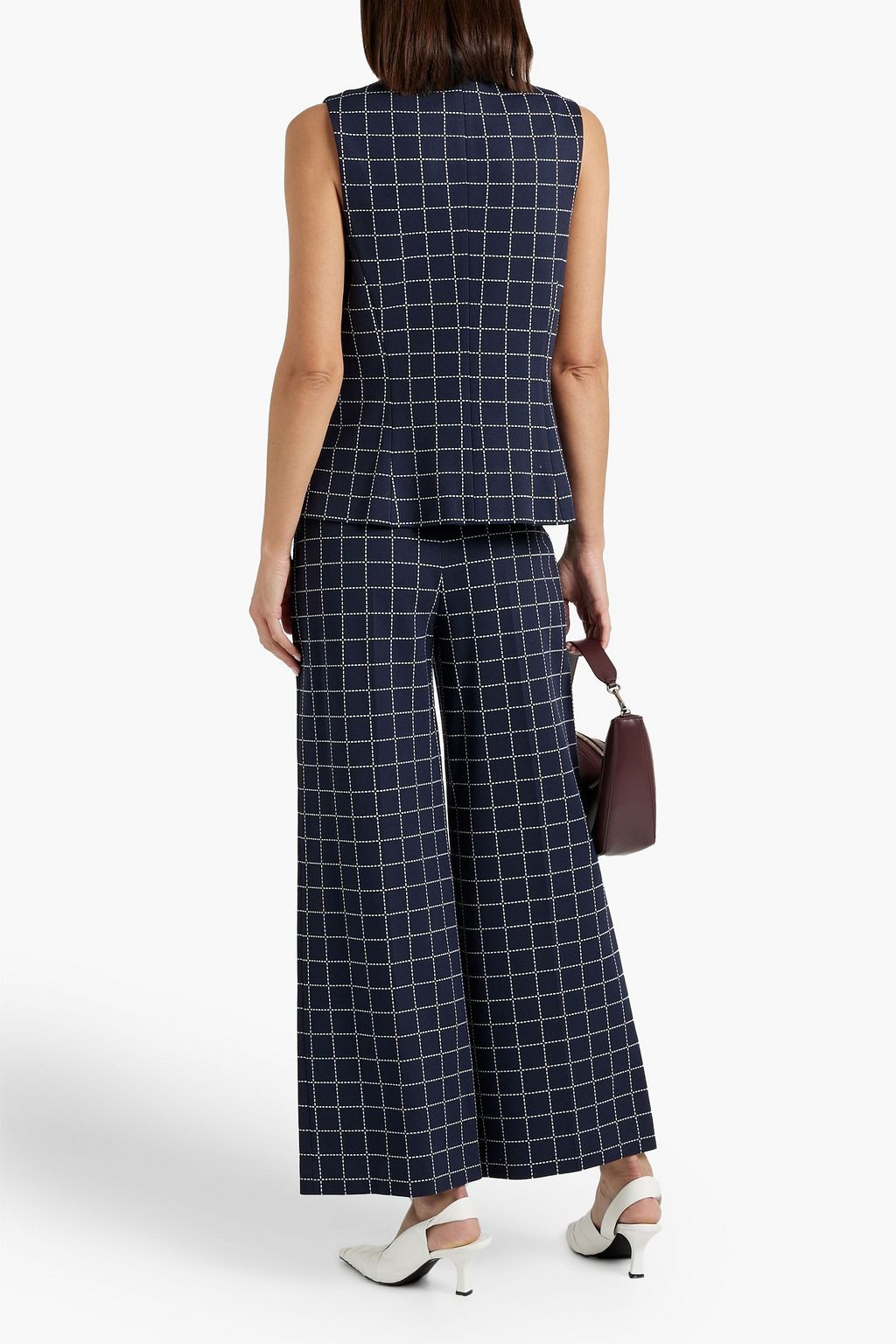 ROSETTA GETTY Checked jacquard wide-leg pants