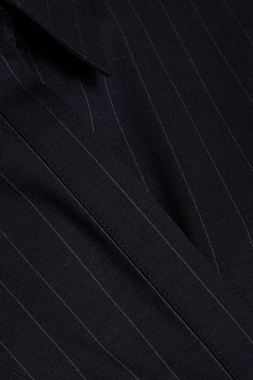 BRUNELLO CUCINELLI Drapiertes Wickelkleid aus einer Wollmischung mit Nadelstreifen