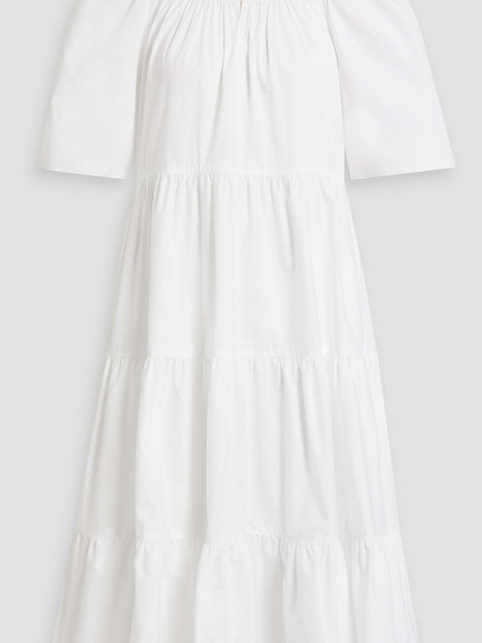 tiered cotton-poplin midi dress