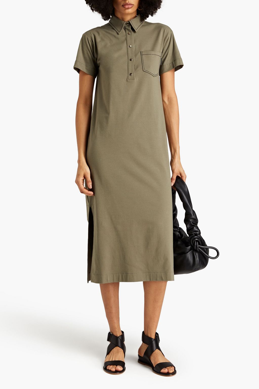 BRUNELLO CUCINELLI Midikleid aus Jersey aus einer Baumwollmischung mit Zierperlen