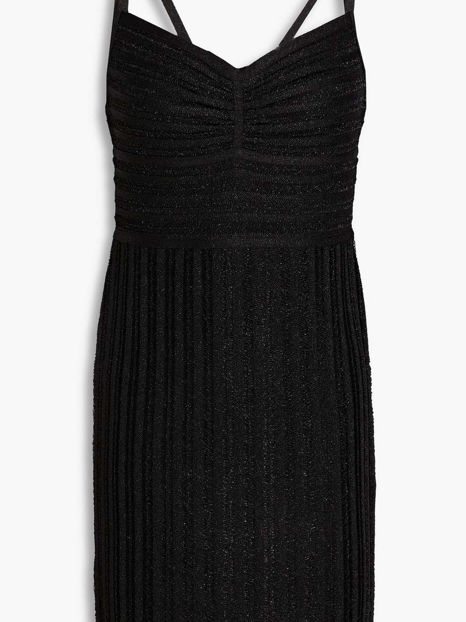 metallic ribbed-knit mini dress