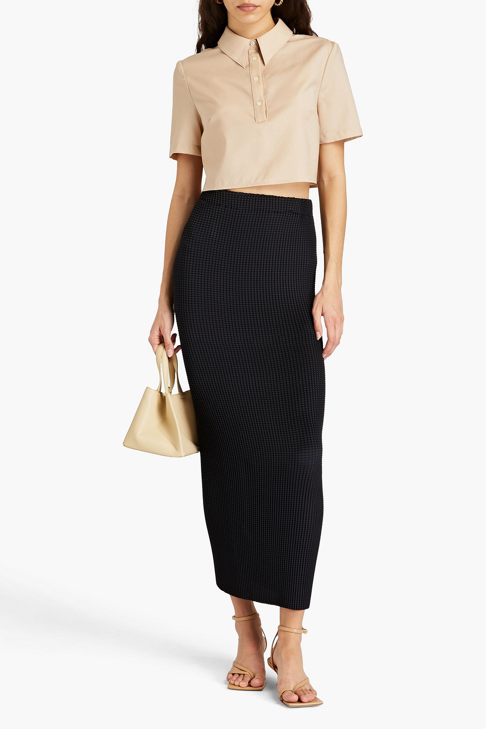  Rosetta Getty - Plissé-satin Maxi Skirt - Black - M/l 