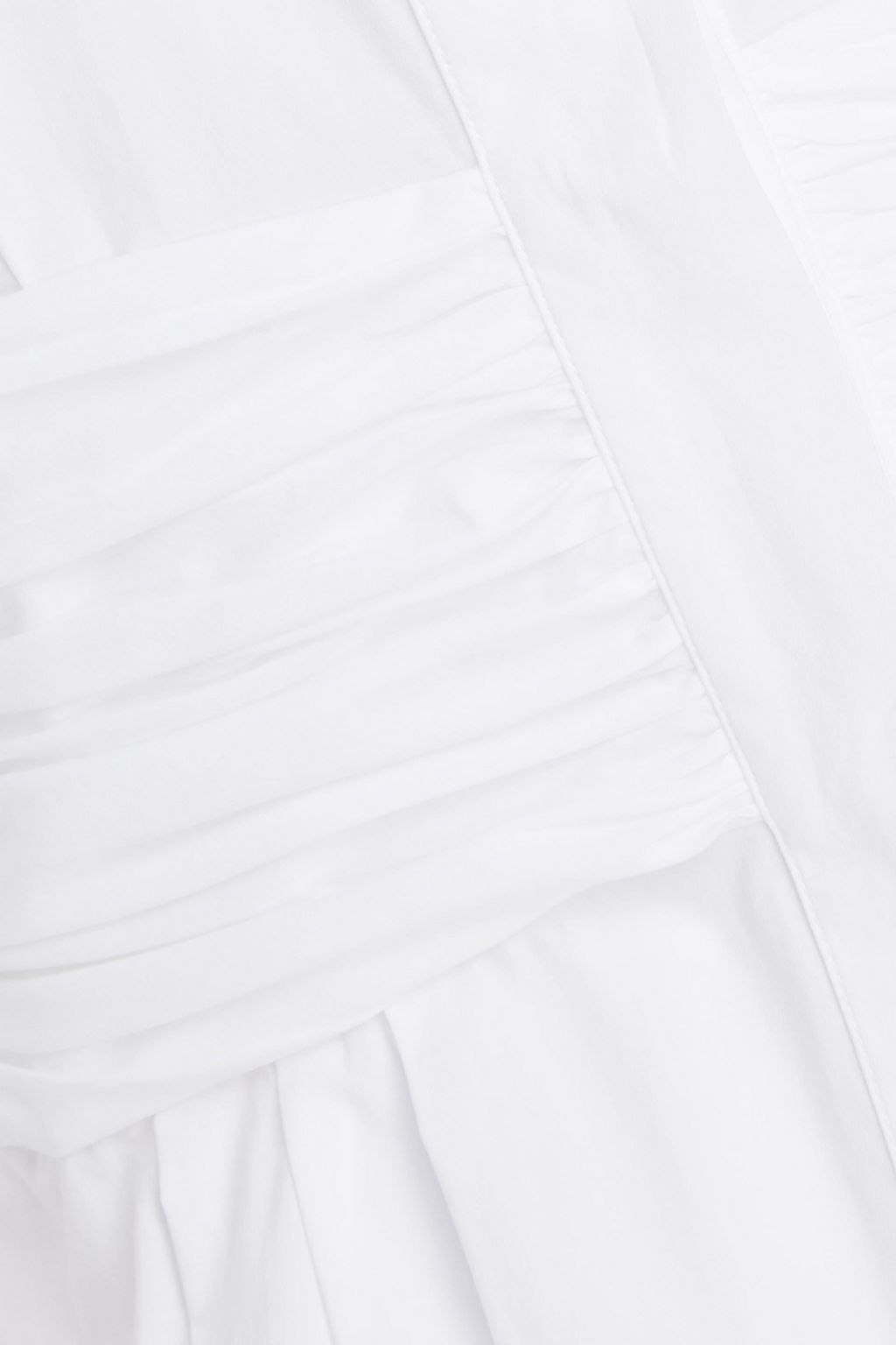 MOSCHINO Pleated ruched stretch cotton-poplin shirt