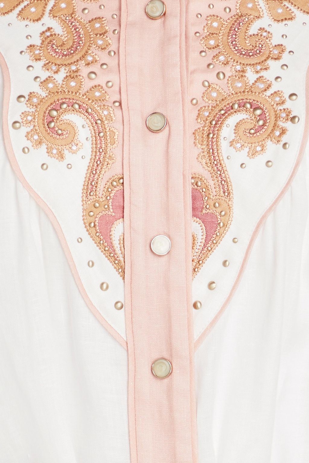 ZIMMERMANN Embellished linen midi shirt dress