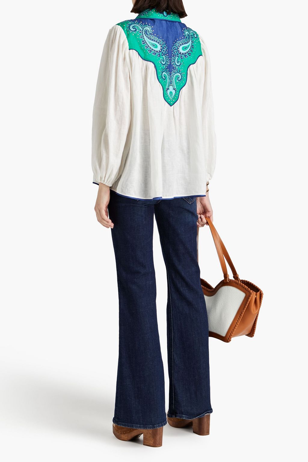 ZIMMERMANN Embellished paisley-print linen shirt