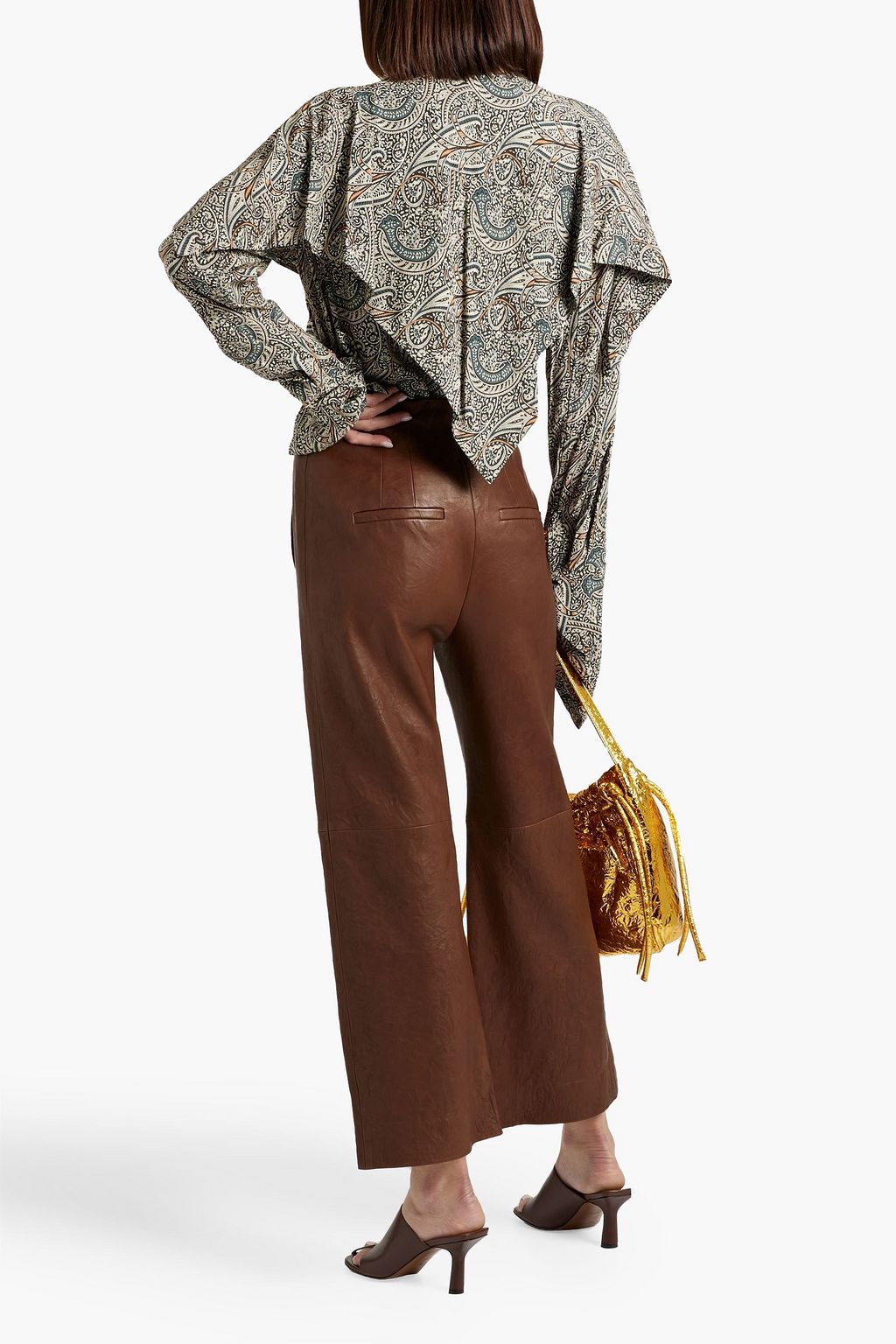 ROSETTA GETTY Cape-effect printed crepe blouse