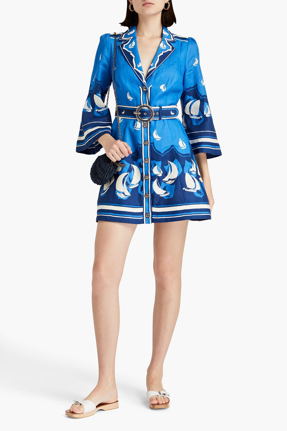 Zimmermann High Tide Mini Shirt Dress In Azure