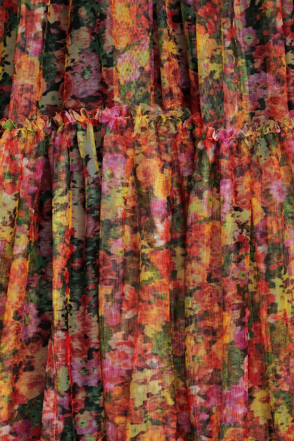 PHILOSOPHY DI LORENZO SERAFINI Tiered floral-print tulle midi dress