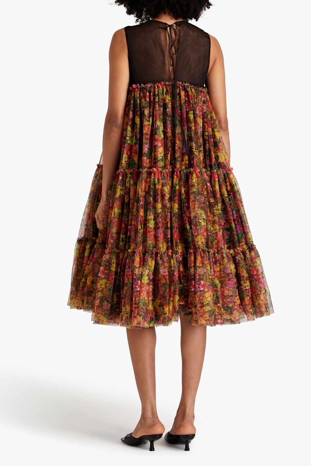PHILOSOPHY DI LORENZO SERAFINI Tiered floral-print tulle midi dress