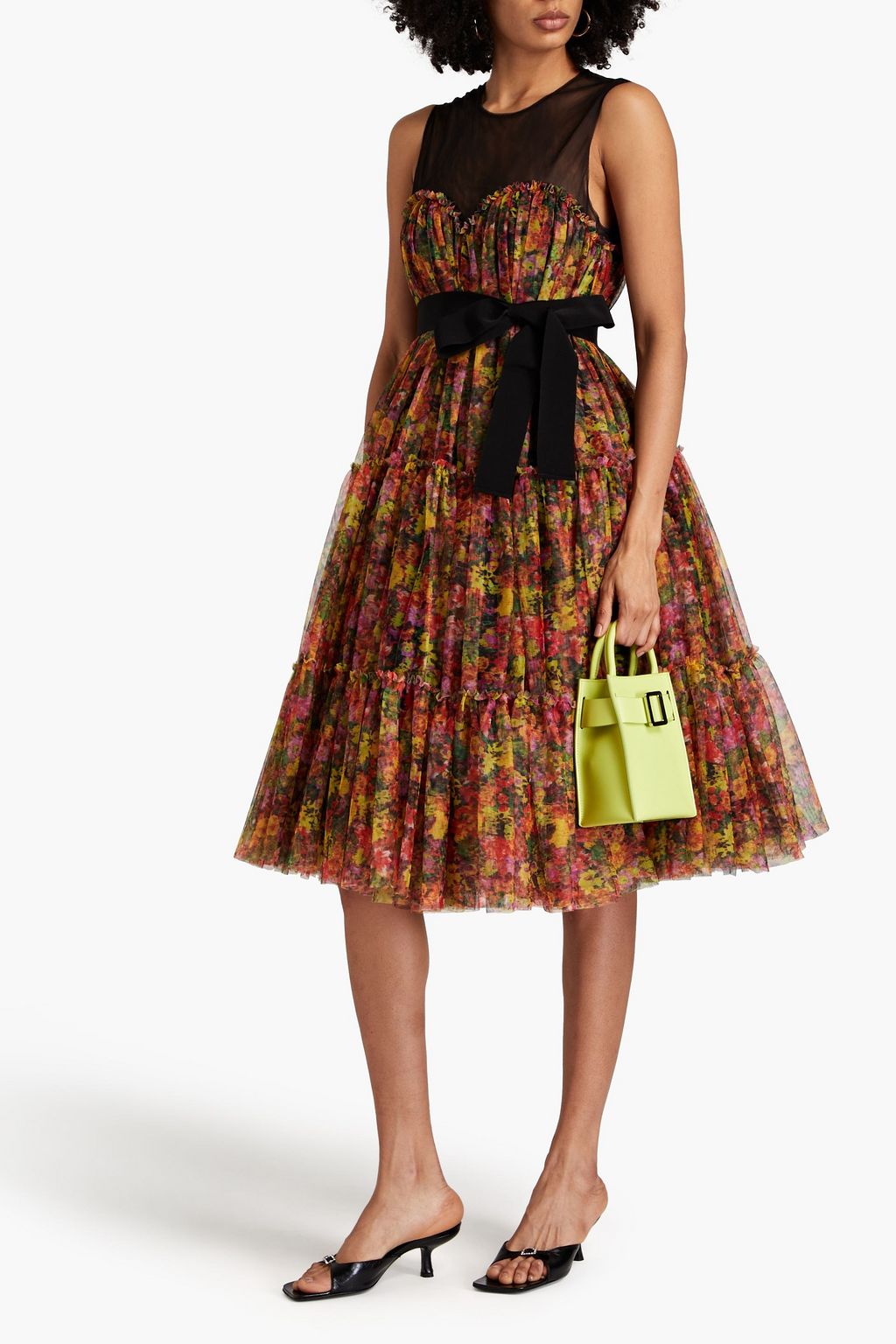 PHILOSOPHY DI LORENZO SERAFINI Tiered floral-print tulle midi dress