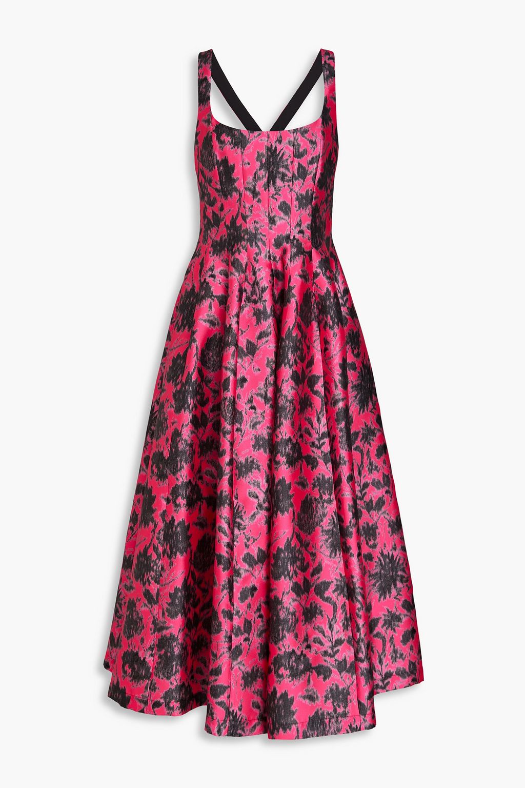 Floral print satin twill midi dress fuchsia IT 38
