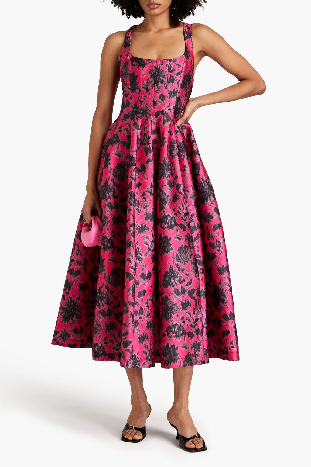 PHILOSOPHY DI LORENZO SERAFINI Floral-print satin-twill midi dress