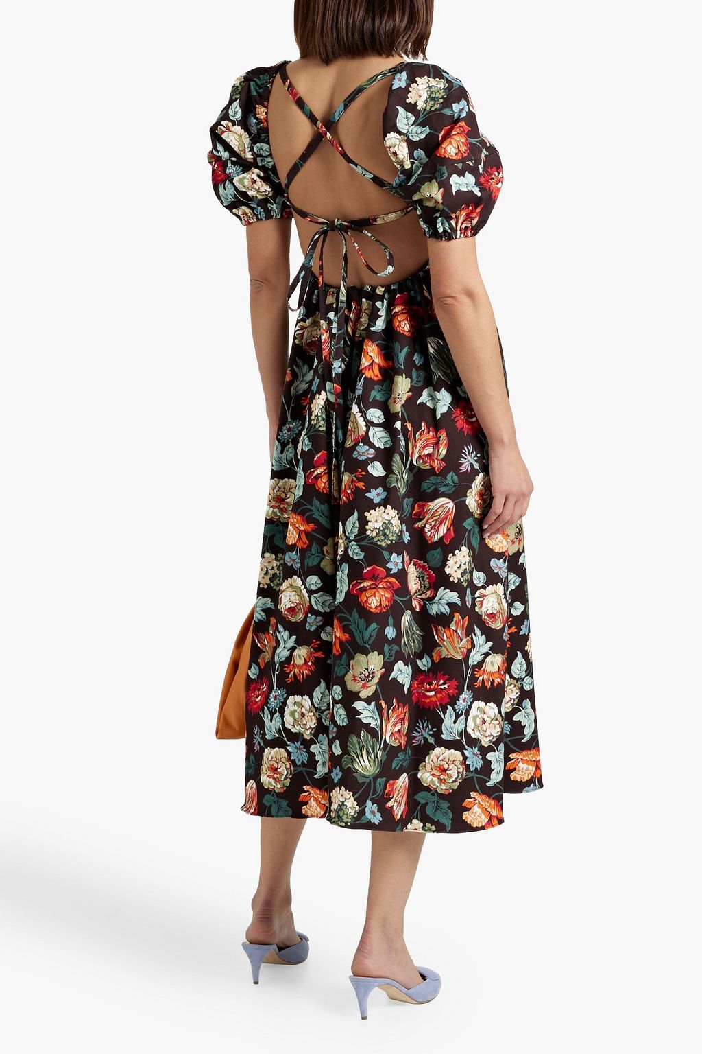 ROSETTA GETTY Floral-print cotton-twill midi dress