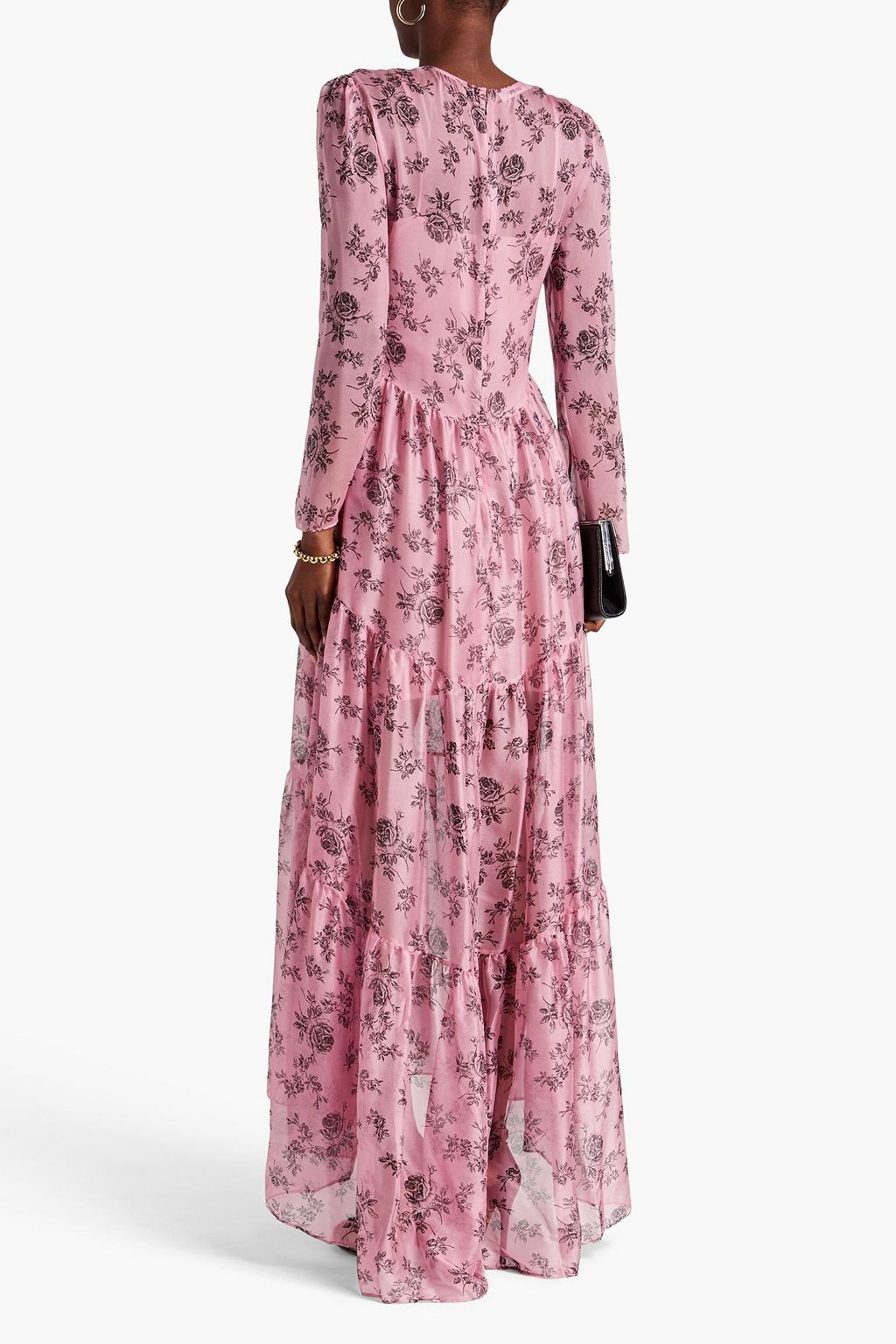 PHILOSOPHY DI LORENZO SERAFINI Tiered floral-print silk-habotai maxi ...