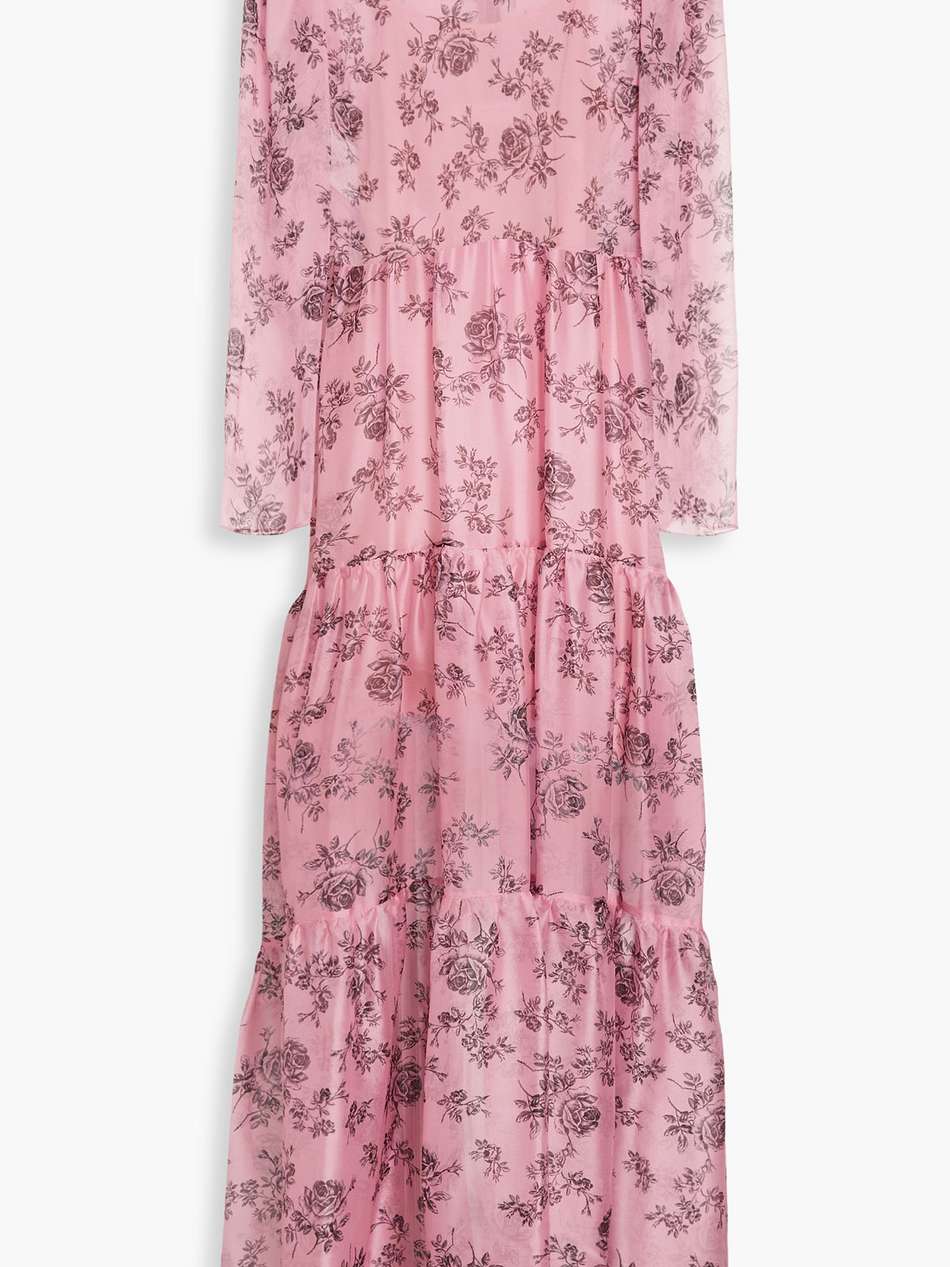 tiered floral-print silk-habotai maxi dress