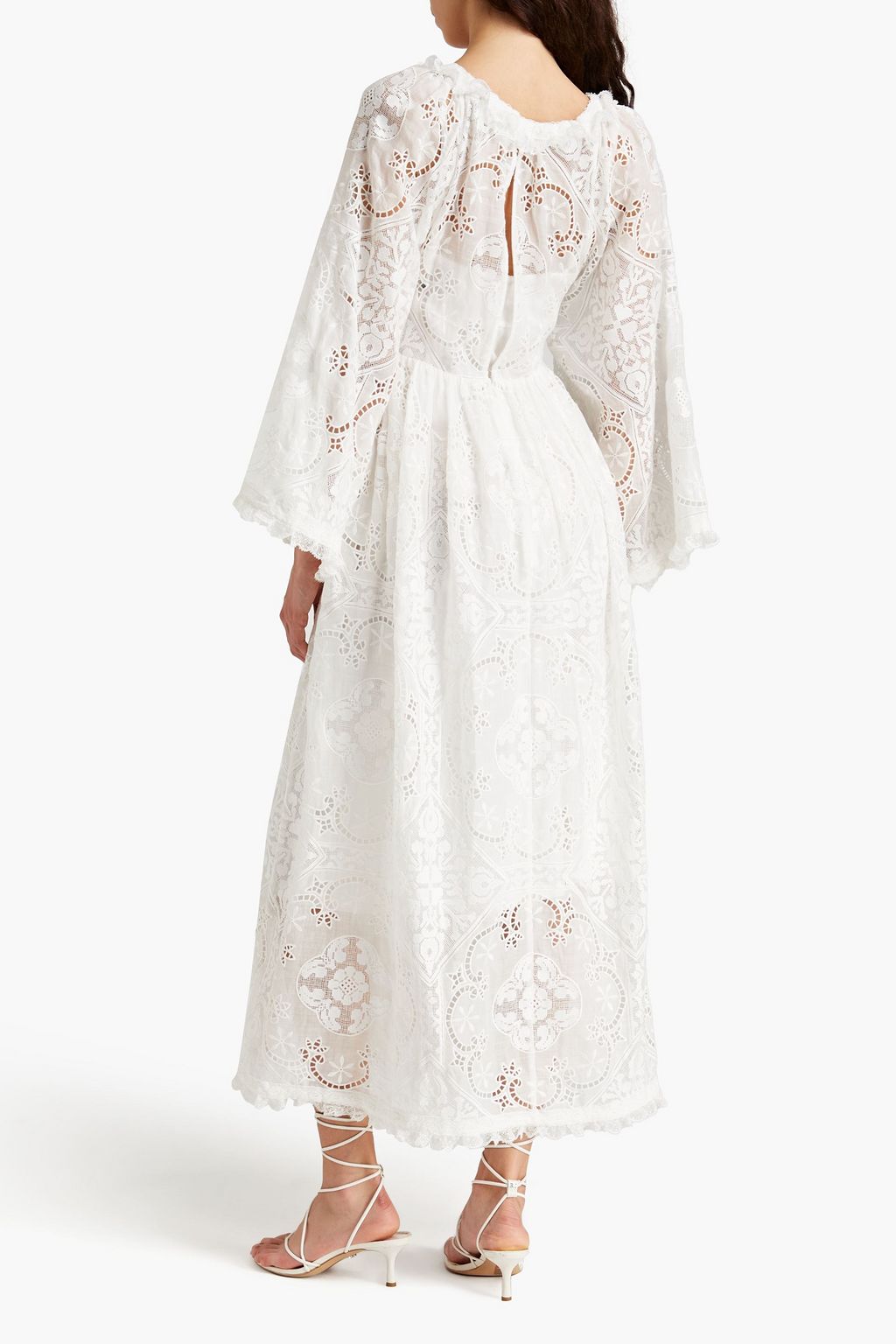 ZIMMERMANN Laurel lace-trimmed shell-embellished broderie anglaise voile midi dress